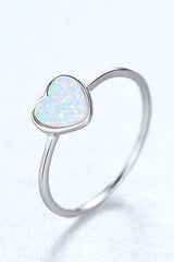 BEAUTIFUL I AM Opal Heart Jewelry 925 Sterling Silver Ring