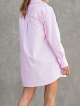 BEAUTIFUL I AM Button Up Long Sleeve Mini Shirt Dress