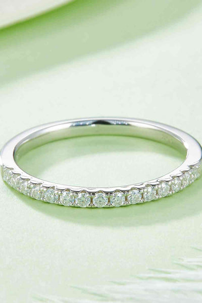 BEAUTIFUL I AM Moissanite Jewelry Platinum-Plated Half-Eternity Ring