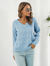 BEAUTIFUL I AM Openwork V-Neck Sweater