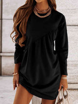 BEAUTIFUL I AM Ruched Round Neck Long Sleeve Dress