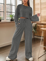 BEAUTIFUL I AM Ribbed Round Neck Top and Drawstring Pants Set