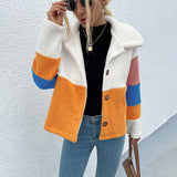 BEAUTIFUL I AM Color Block Button Down Collared Jacket