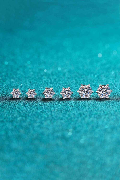 BEAUTIFUL I AM 925 Sterling Silver 6-Prong 2 Carat Moissanite Jewelry Stud Earrings