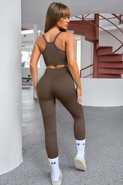 BEAUTIFUL I AM Tank Cropped Active Wear Top and Pants Set