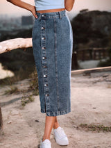 BEAUTIFUL I AM Button Down Denim Skirt