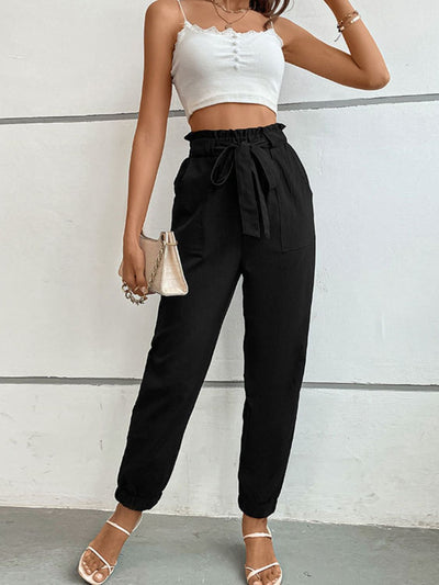 BEAUTIFUL I AM Tie Front Long Pants