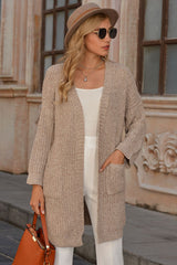 BEAUTIFUL I AM Open Front Drop Shoulder Cardigan with Pockets