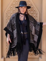 BEAUTIFUL I AM Plus Size Printed Fringe Open Front Outerwear