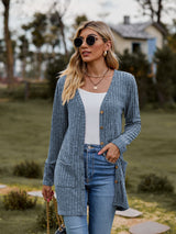 BEAUTIFUL I AM Ribbed Button-UP Cardigan with Pockets