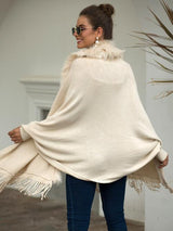 BEAUTIFUL I AM Fringe Open Front Long Sleeve Poncho