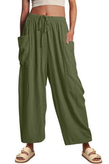 BEAUTIFUL I AM Drawstring Pocketed Wide Leg Pants