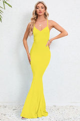 BEAUTIFUL I AM Crisscross Spaghetti Strap Fishtail Dress