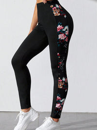 BEAUTIFUL I AM Floral Print Wide Waistband Active Wear Pants