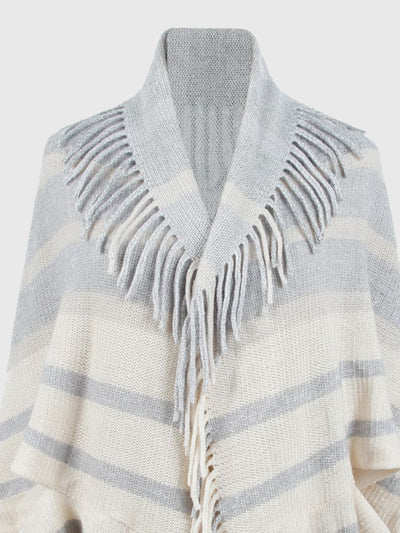 BEAUTIFUL I AM Fringe Detail Open Front Poncho