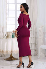 BEAUTIFUL I AM Ruched Boat Neck Midi Dress