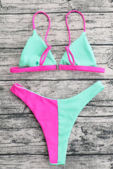 BEAUTIFUL I AM Contrast Ribbed Bikini Swim Set