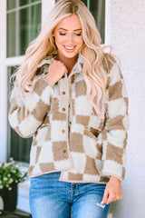 BEAUTIFUL I AM Checkered Snap Down Long Sleeve Jacket