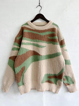 BEAUTIFUL I AM Color Block Round Neck Sweater