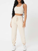 BEAUTIFUL I AM Wide Strap Top and Drawstring Joggers Set