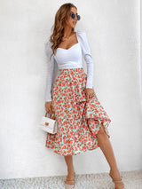 BEAUTIFUL I AM Printed Ruffle Hem Midi Skirt Dress