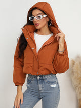 BEAUTIFUL I AM Snap and Zip Closure Hooded Puffer Jacket