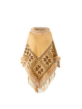 BEAUTIFUL I AM Fringe Geometric Cape Sleeve Poncho