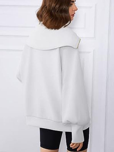 BEAUTIFUL I AM Half-Zip Lantern Sleeve Top Shirt