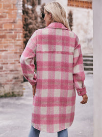 BEAUTIFUL I AM Plaid Dropped Shoulder Slit Jacket Coat