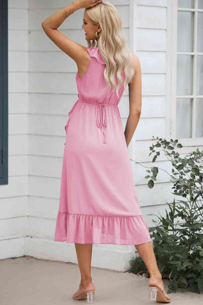 BEAUTIFUL I AM Ruffled Sleeveless Midi Dress