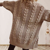 BEAUTIFUL I AM Cable-Knit Open Front Dropped Shoulder Cardigan