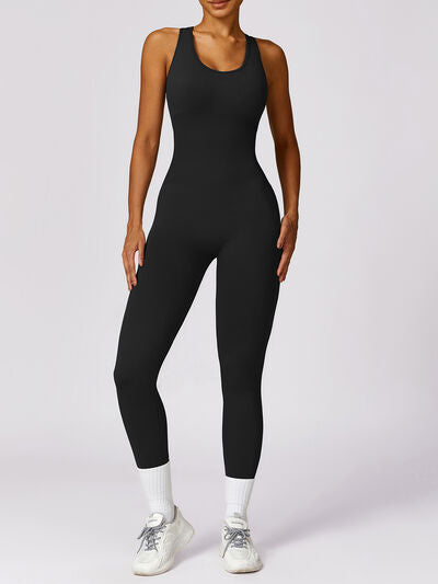 BEAUTIFUL I AM Cutout Racerback Active Wear Jumpsuit