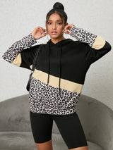 BEAUTIFUL I AM Leopard Color Block Hoodie