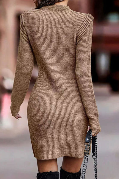 BEAUTIFUL I AM Rib-Knit Round Neck Sweater Dress