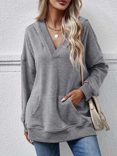 BEAUTIFUL I AM V-Neck Drop Shoulder Long Sleeve Hoodie