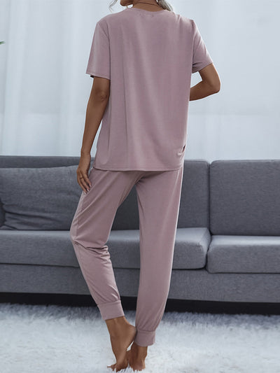 BEAUTIFUL I AM Round Neck Short Sleeve Top and Pants Set