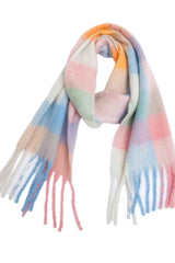 BEAUTIFUL I AM Plaid Fringe Detail Polyester Scarf