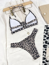 BEAUTIFUL I AM Leopard Cutout Halter Neck Bikini Swim Set