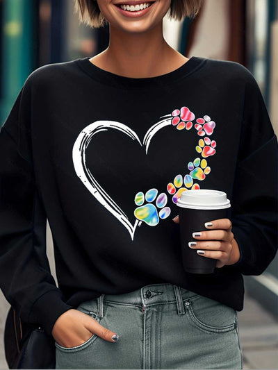 BEAUTIFUL I AM Heart Graphic Round Neck Sweatshirt