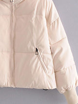 BEAUTIFUL I AM Zip Up Drawstring Winter Jacket Coat with Pockets