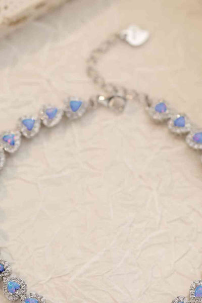 BEAUTIFUL I AM 925 Sterling Silver Jewelry Opal Heart Bracelet