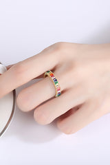 BEAUTIFUL I AM Multicolored Cubic Zirconia Jewelry 925 Sterling Silver Ring