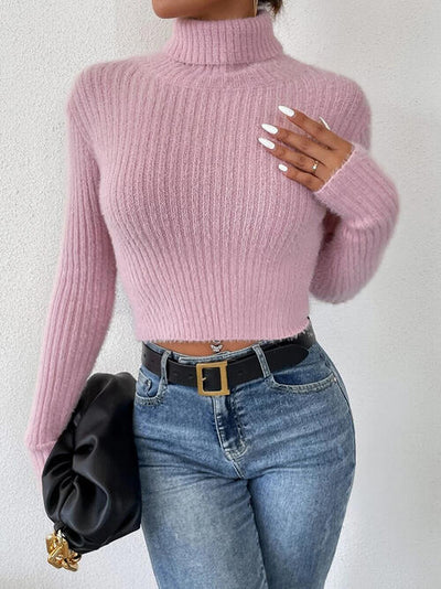 BEAUTIFUL I AM Ribbed Turtleneck Long Sleeve Sweater