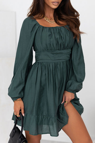 BEAUTIFUL I AM Square Neck Ruffle Hem Dress