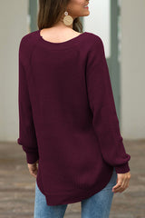 BEAUTIFUL I AM Round Neck Ribbed Knit Top Shirt