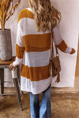 BEAUTIFUL I AM Color Block Open Front Longline Cardigan