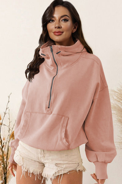 BEAUTIFUL I AM Zip-Up Dropped Shoulder Hoodie