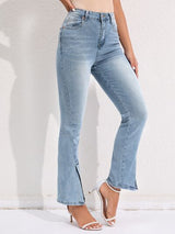 BEAUTIFUL I AM Slit Buttoned Jeans with Pockets