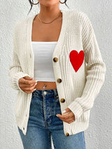 BEAUTIFUL I AM Heart Button Up Dropped Shoulder Cardigan