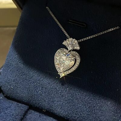 BEAUTIFUL I AM 3 Carat Moissanite 925 Sterling Silver Heart Pendant Necklace Jewelry